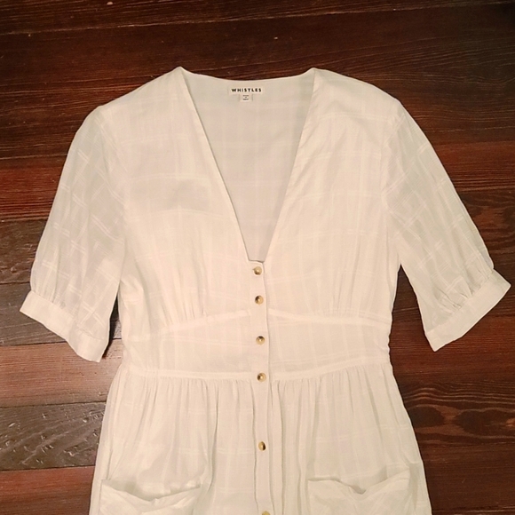 Whistles White Plaid Midi Dress - Picture 3 of 7